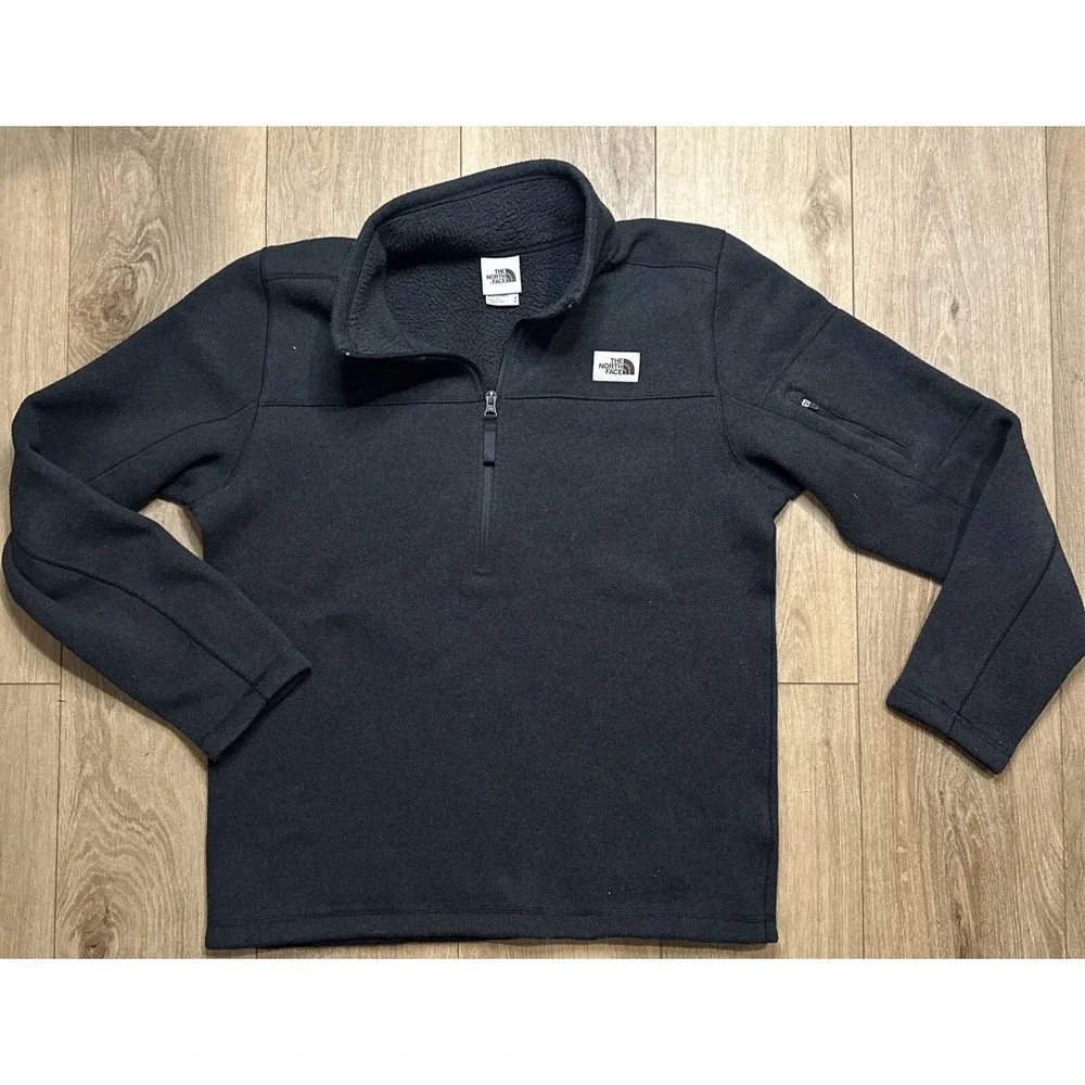 THE NORTH FACE Fleece Lined Pullover Sweatshirt Men's Size Medium 1/2 Zip Black‎
